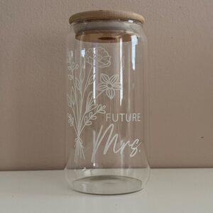 "Future Mrs." Glass With Wood Lid